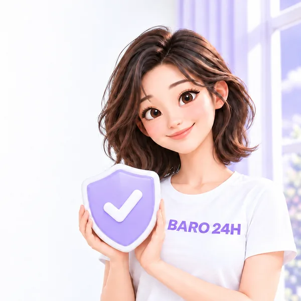 방패를 들고 결정을 차분히 돕는 3D 인물